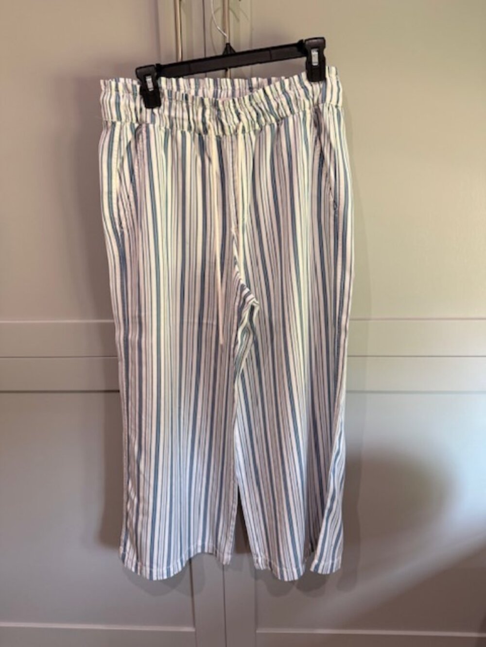LOFT Wide-Leg Pants, Pull-on, Size M, Stripes
